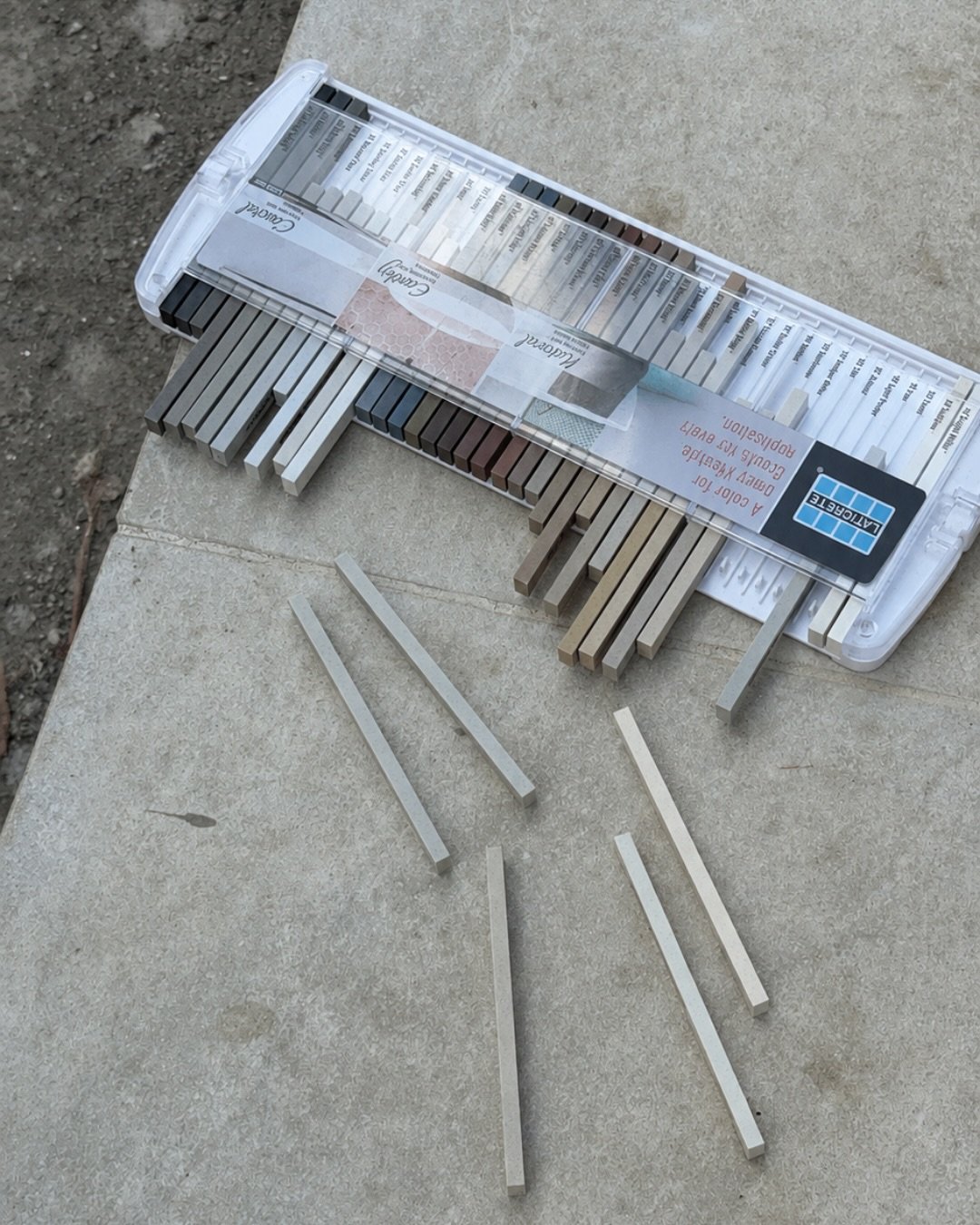 Material decisions continue through every stage of the design process.⁠
⁠
For The Linear Garden, we study samples in place, comparing undertones, textures, finishes, and transitions in relationship to the architecture and surrounding landscape. Each 