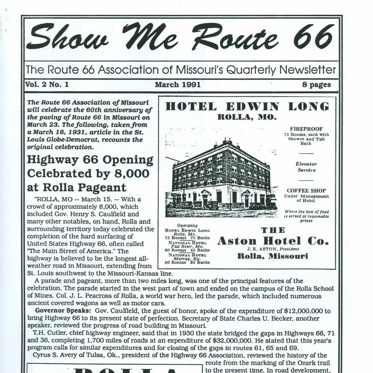 SHOW ME ROUTE 66 MAGAZINE / VOL. 2 NO. 1-2/1991