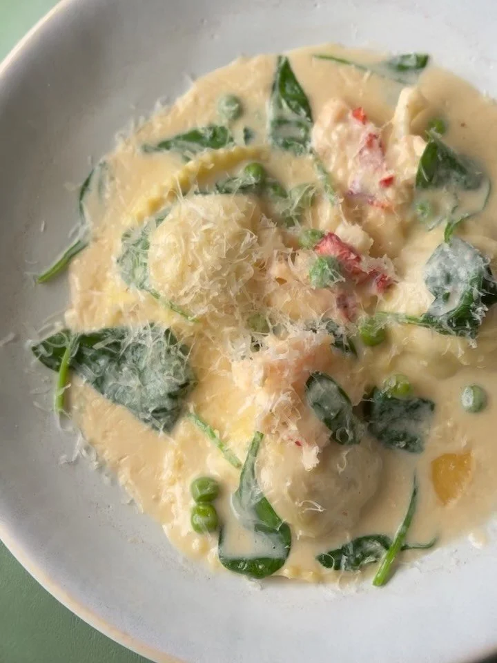 Menu refresh to usher in that spring energy. 🌱

A few ⭐️ of the show:
Delicate handmade lobster ravioli filled with sweet lobster and folded with spinach and tender peas in a silky cream sauce. 

Miso-glazed halibut served over crispy sticky rice an
