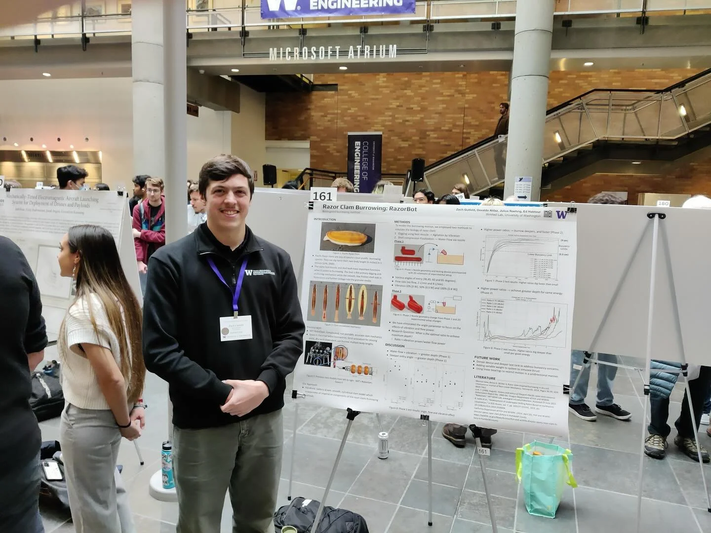 Zach and Claire both presented at the Undergraduate Research Symposium last week. Zach&rsquo;s research looks at the razor clam burrowing as inspiration for a razor bot and Claire has been researching the gannet bird&rsquo;s unique structure. Outstan
