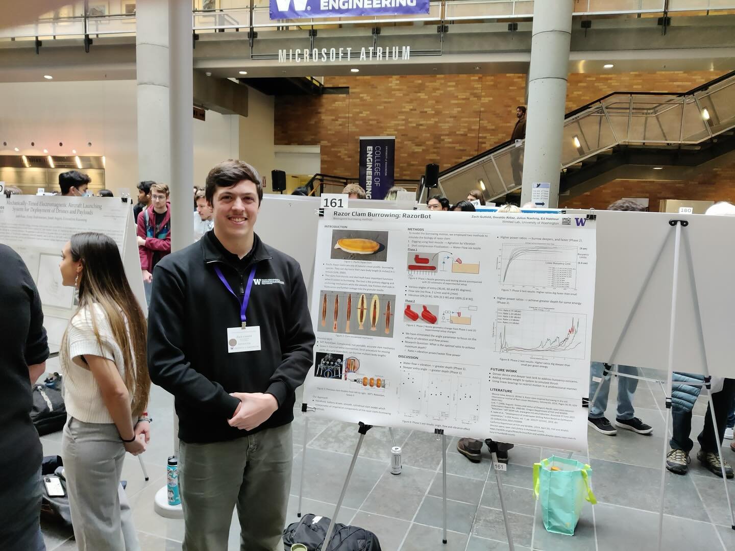 Zach and Claire both presented at the Undergraduate Research Symposium last week. Zach&rsquo;s research looks at the razor clam burrowing as inspiration for a razor bot and Claire has been researching the gannet bird&rsquo;s unique structure. Outstan