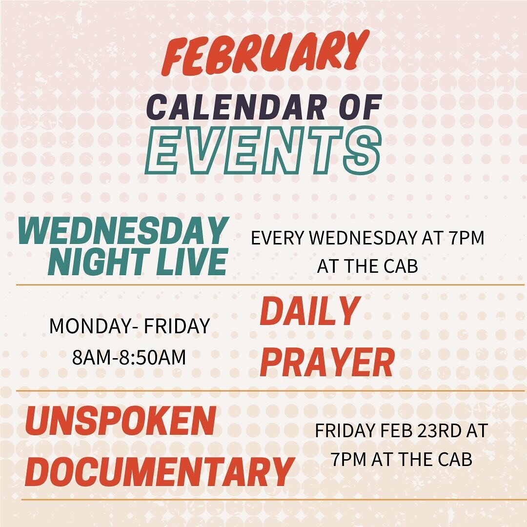 You know what it is!!! It&rsquo;s another week of amazing opportunities to be in community and share the gospel! We have WNL tomorrow at 7 pm and we have the Unspoken documentary this Friday! Do not miss out and join the fun! 

#rva #community #xadiv