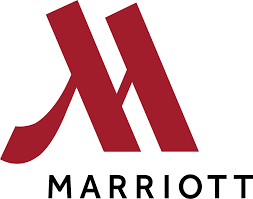 Marriott logo with red stylized 'M' and black text below.