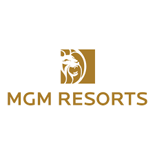 MGM Resorts logo featuring a stylized lion and text in gold.
