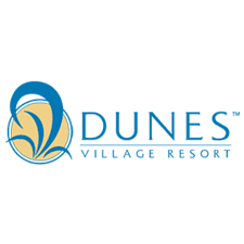 Logo for Dunes Village Resort featuring blue and yellow design