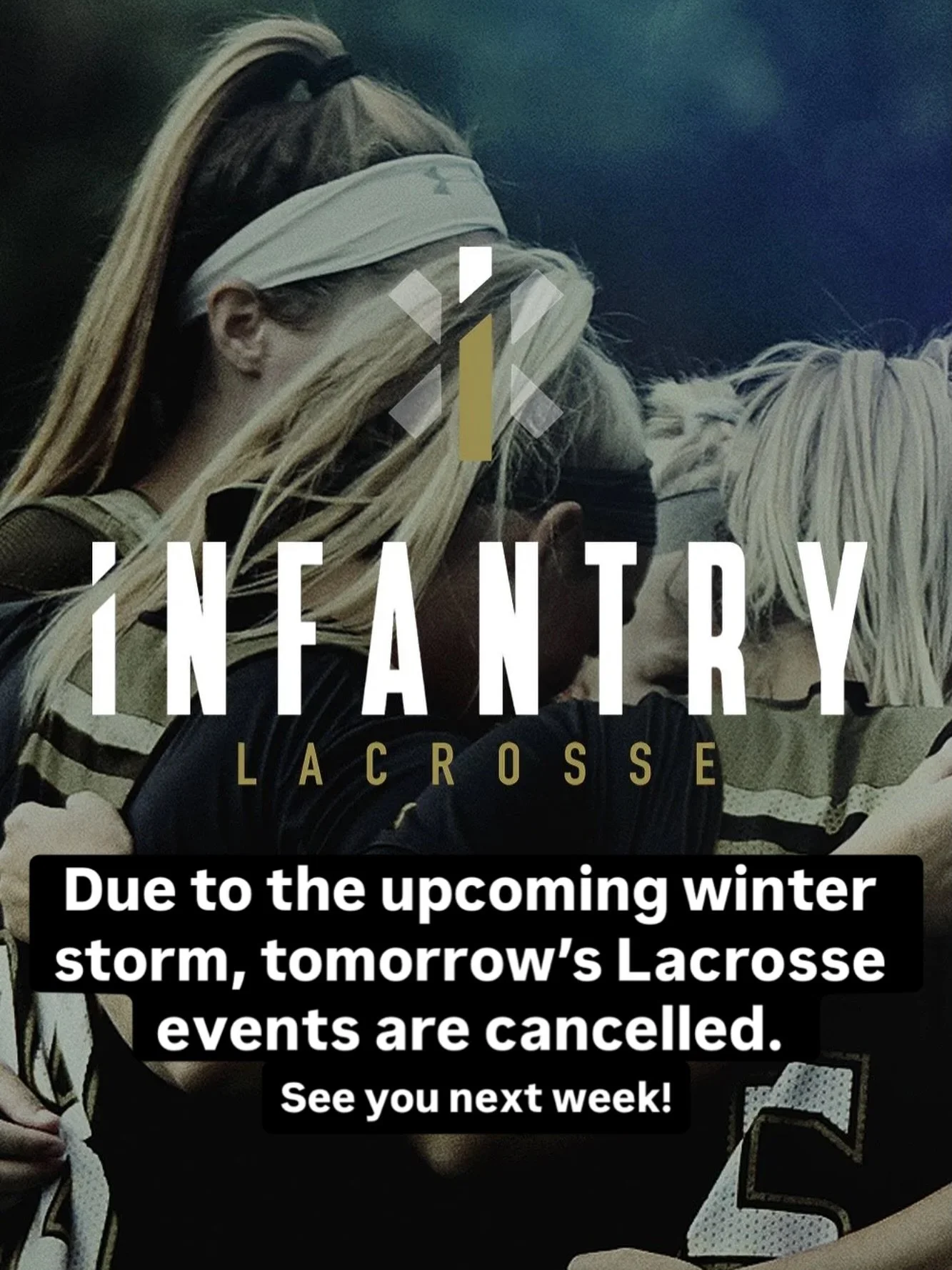 ‼️Due to the impending winter storm, tomorrow&rsquo;s Lacrosse events are cancelled. ❄️