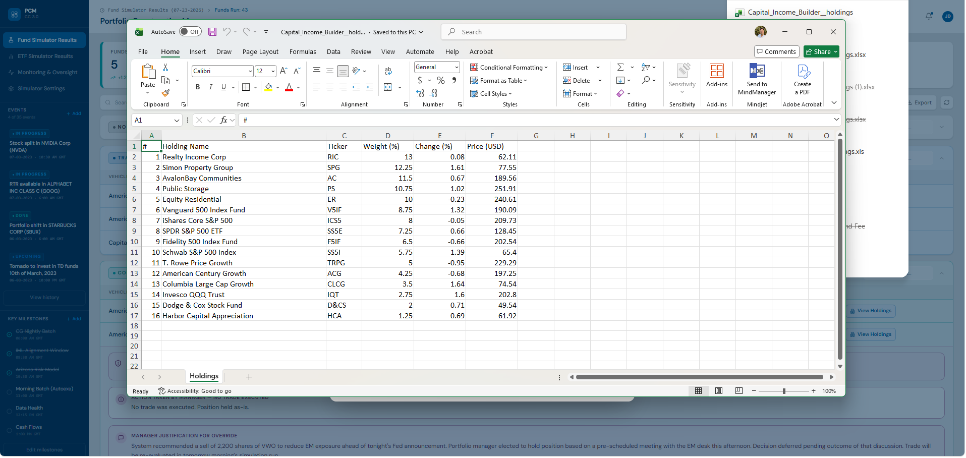 Portfolio Construction Manager - All Holdings Export   Excel