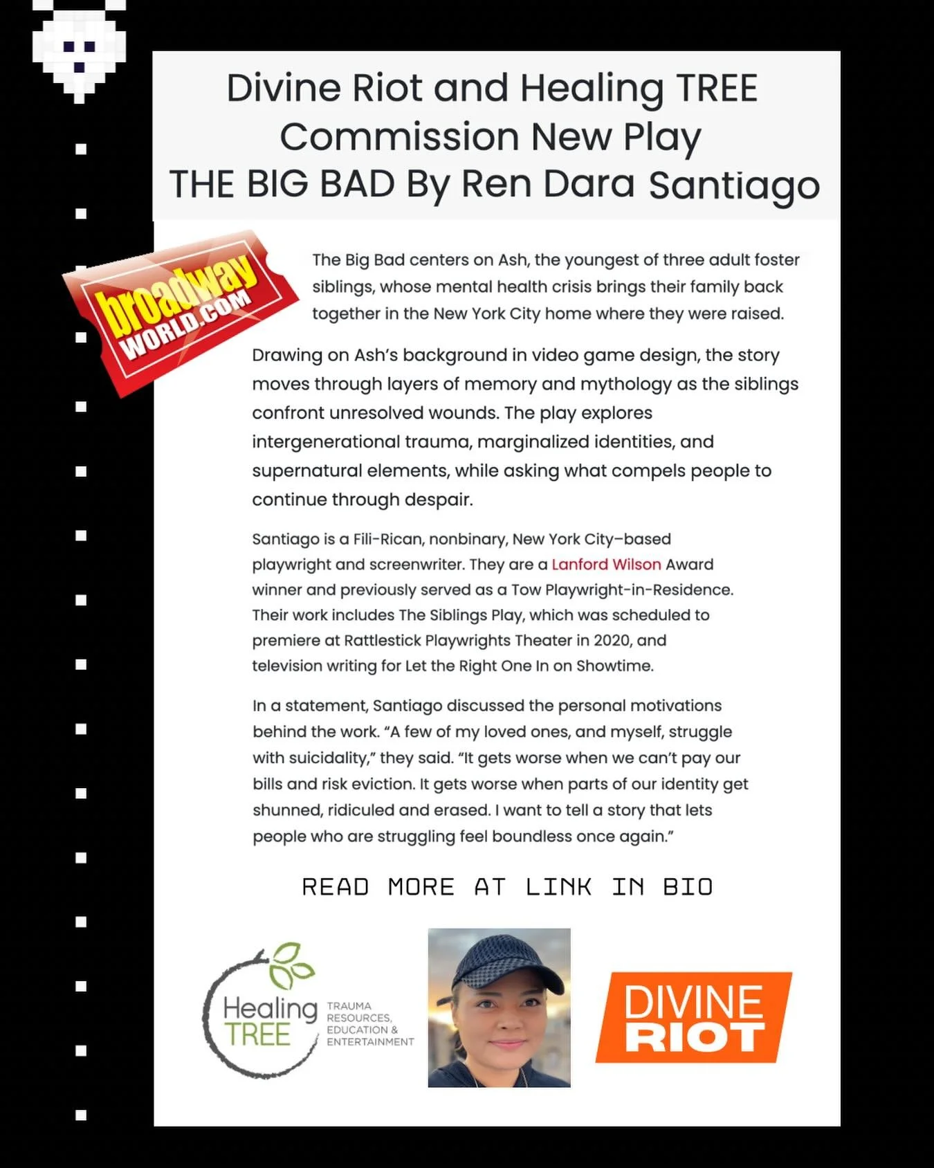 Thank you @officialbroadwayworld for sharing about &ldquo;The Bid Bad!&rdquo; Head to the link in our bio to read the full article! #broadwayworld #offbroadway #playwright #newtheatre #newplay