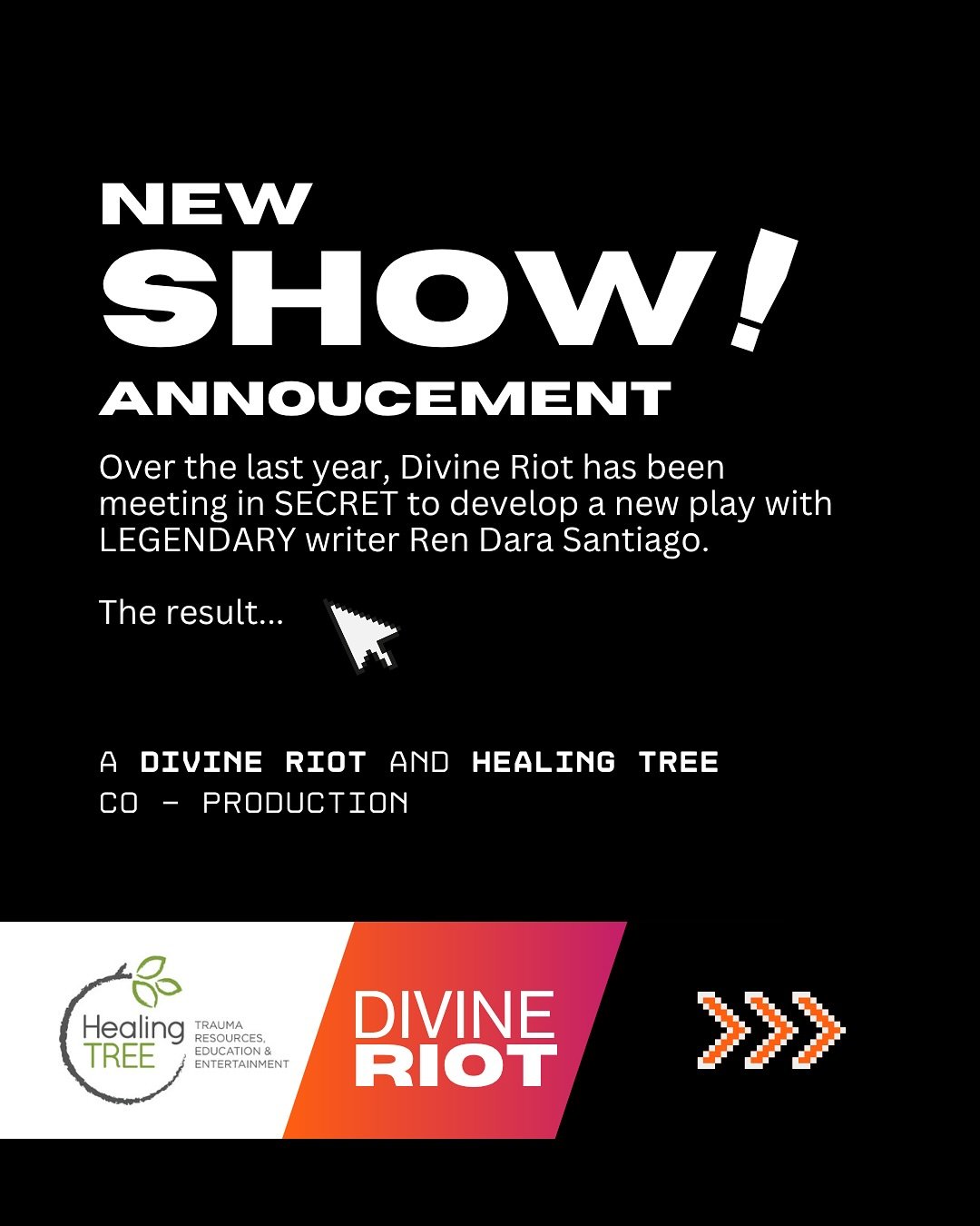Have you heard? @adivineriot and @healingtreeorg have been developing a BRAND NEW play by the incredible @rendsanti, The Big Bad!

Click through to read more about it and stay tuned for more exciting updates as we continue our developement process! ?