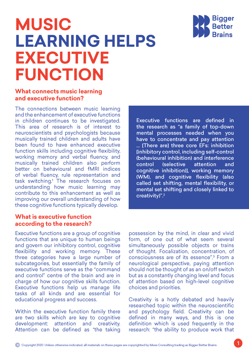 Music Learning Helps Executive Function — Bigger Better Brains