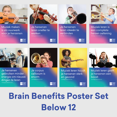 Dutch Translated - Below 12 Brain Benefits Poster Set