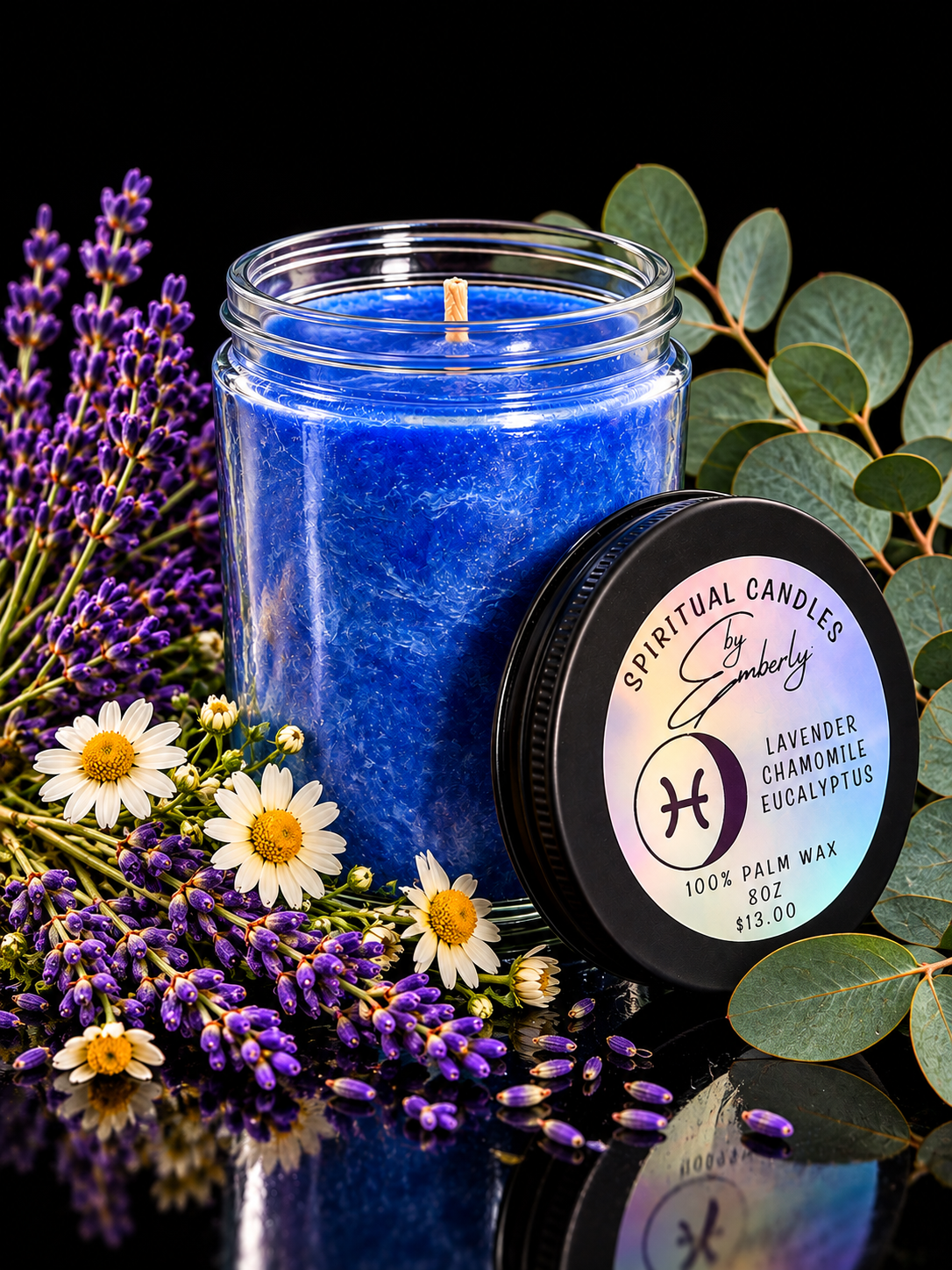 Pisces Waning Gibbous Moon - Blue Candle