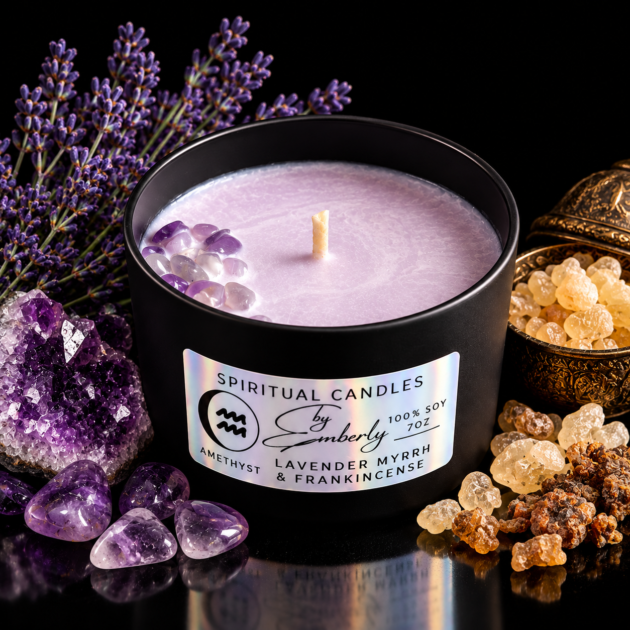 Aquarius Waxing Gibbous Moon - Violet Candle
