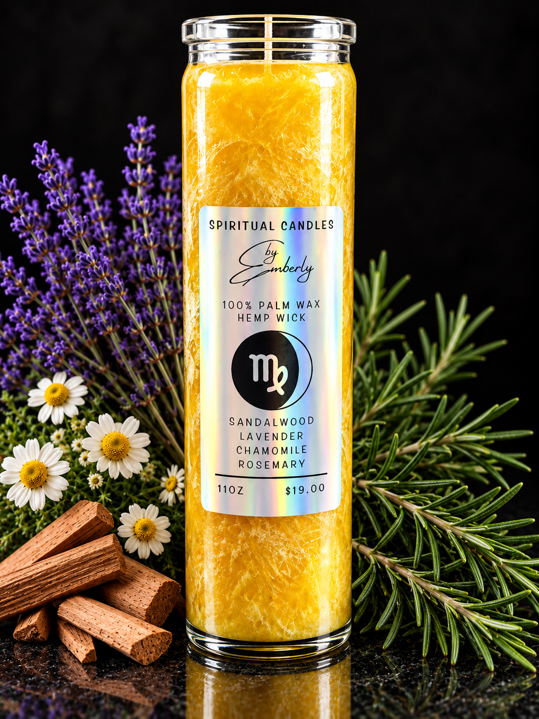 Virgo Waxing Crescent Moon - Gold Candle