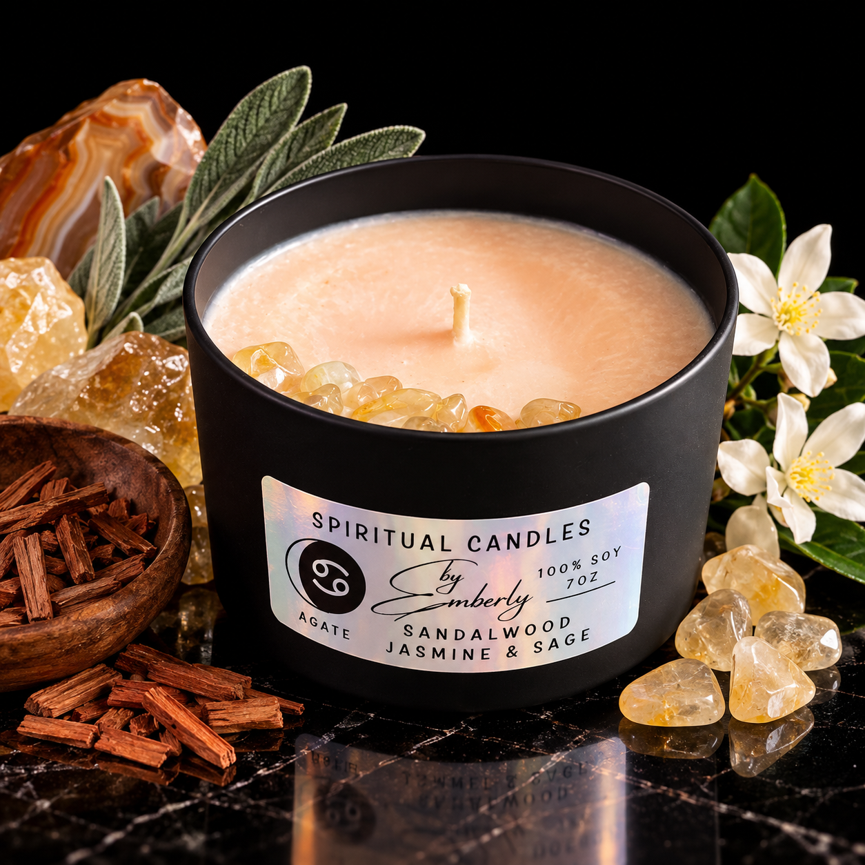 Cancer Waning Crescent Moon - Orange Candle