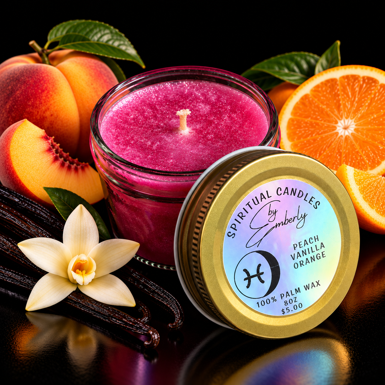 Pisces Waning Gibbous Moon - Pink Candle