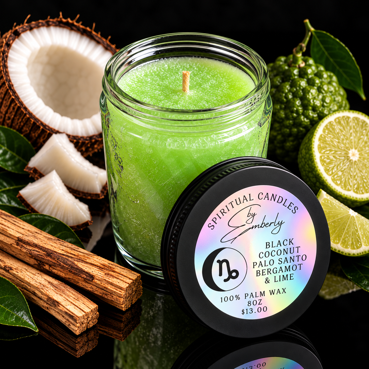 Capricorn Waxing Gibbous Moon - Green Candle