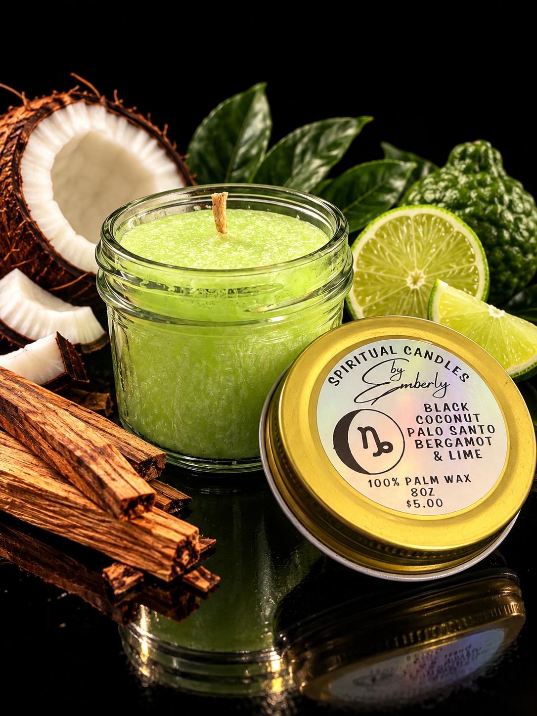 Capricorn Waxing Gibbous Moon - Green Candle