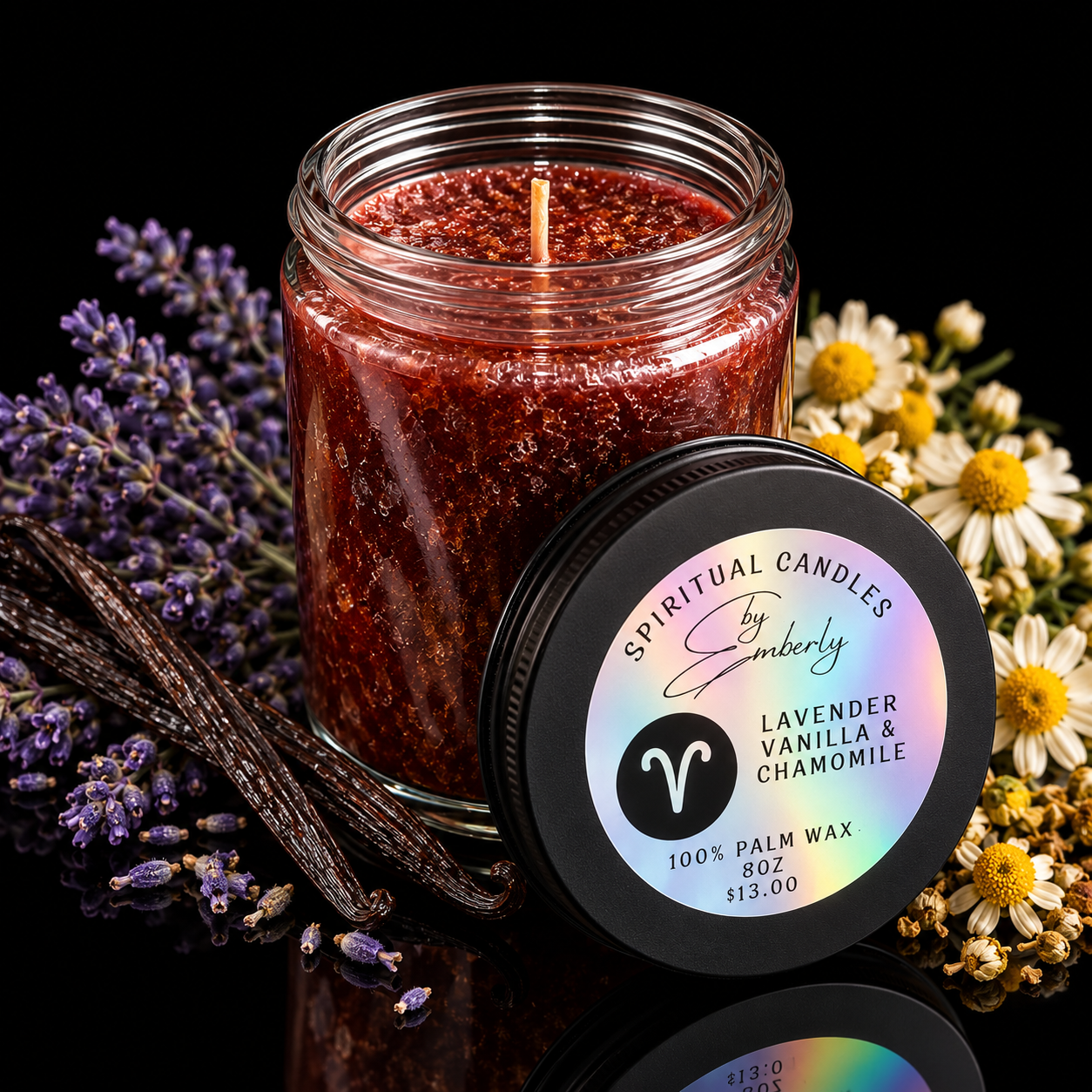 Aries Waxing Crescent Moon - Brown Candle
