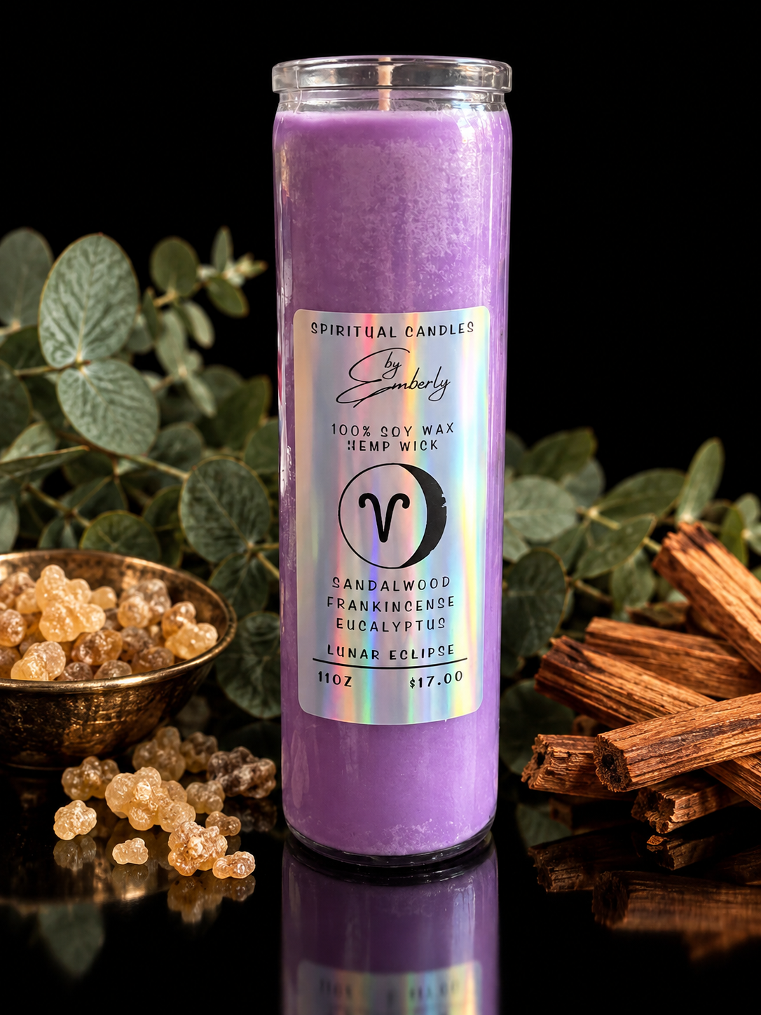 Aries Waxing Gibbous Moon - Purple Candle