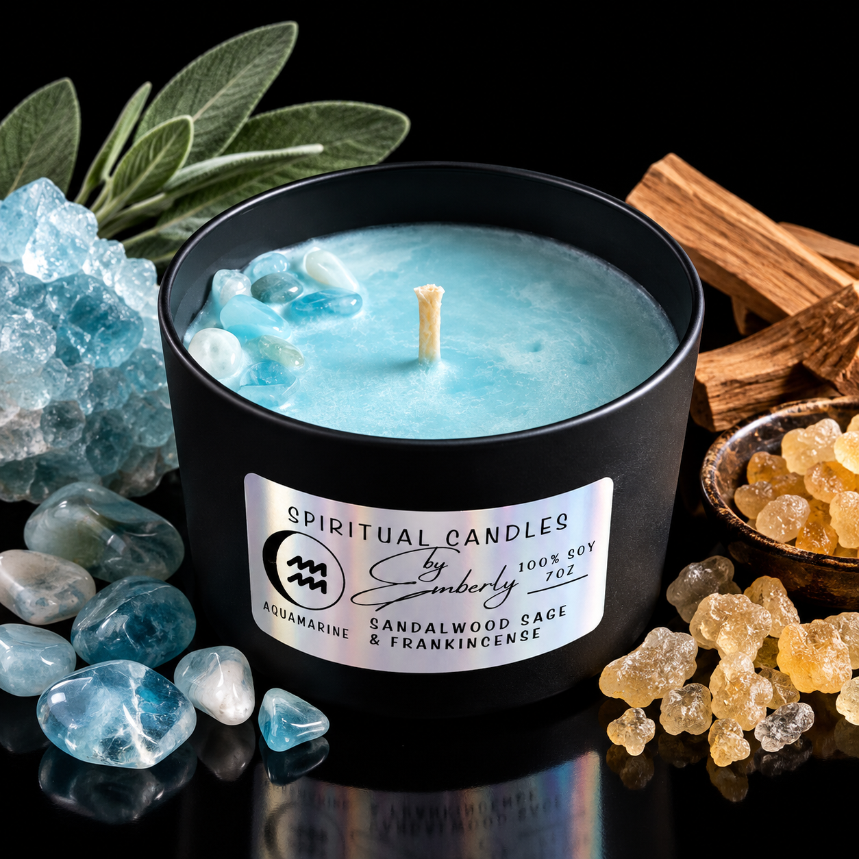 Aquarius Waxing Gibbous Moon - Light Blue Candle