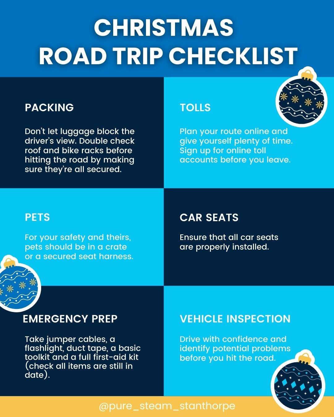 Just a quick heads-up before you hit the road for your December adventures! Make sure you're prepared for a safe and enjoyable journey! 🚗✨⁠
⁠
Check out my checklist to get your car road trip-ready 👀⁠
⁠
We find it really important before embarking o