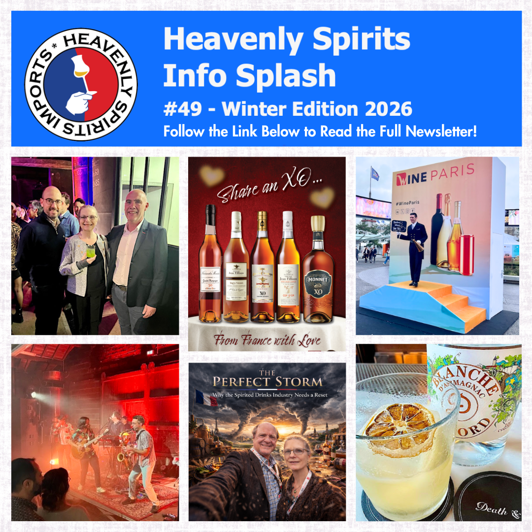 Collage of photos of people, liquor bottles, and a yellow drink garnished with a dried lemon slice.