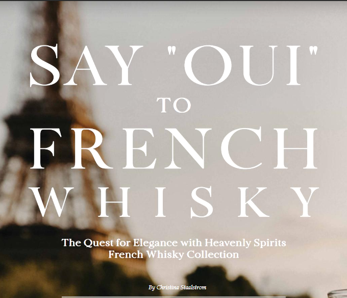 Whisky glass on a wooden railing with the Eiffel Tower and the Seine in the background