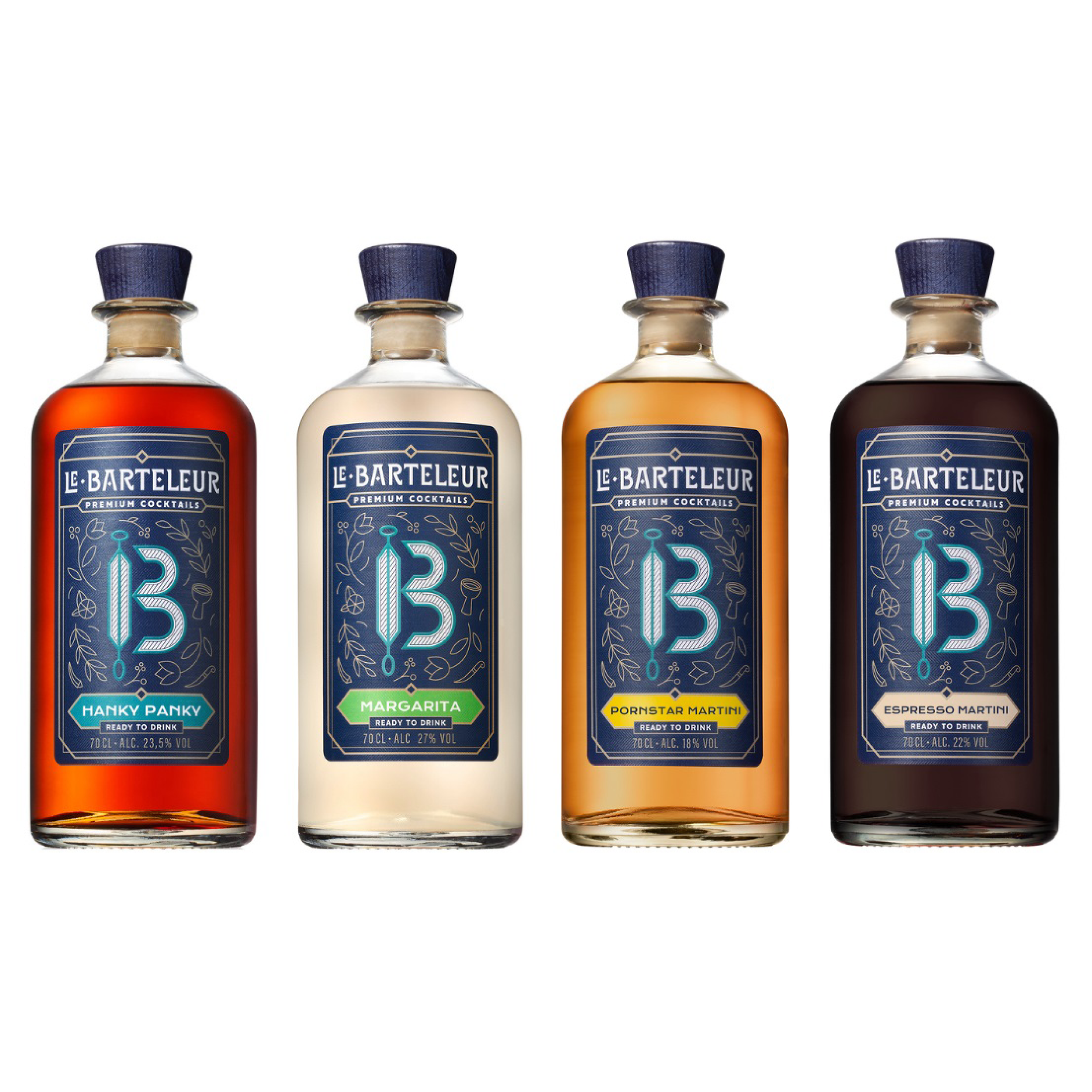Photo of four bottled cocktails