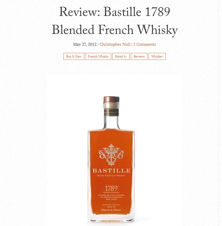 Rectangular BASTILLE whisky bottle on a white background with article title