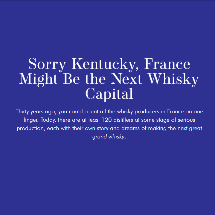 White headline and teaser paragraph on a  blue background