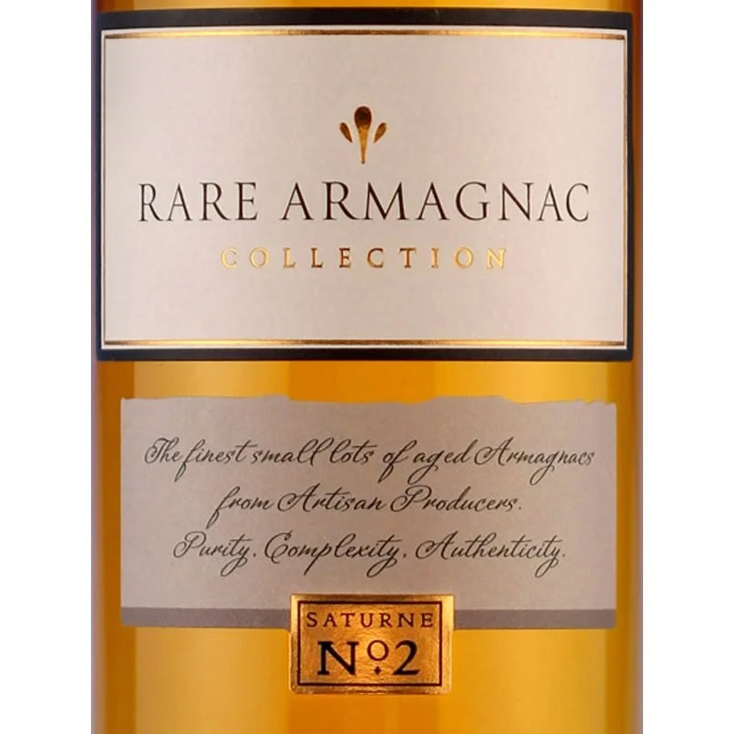 Close-up on armagnac bottle label