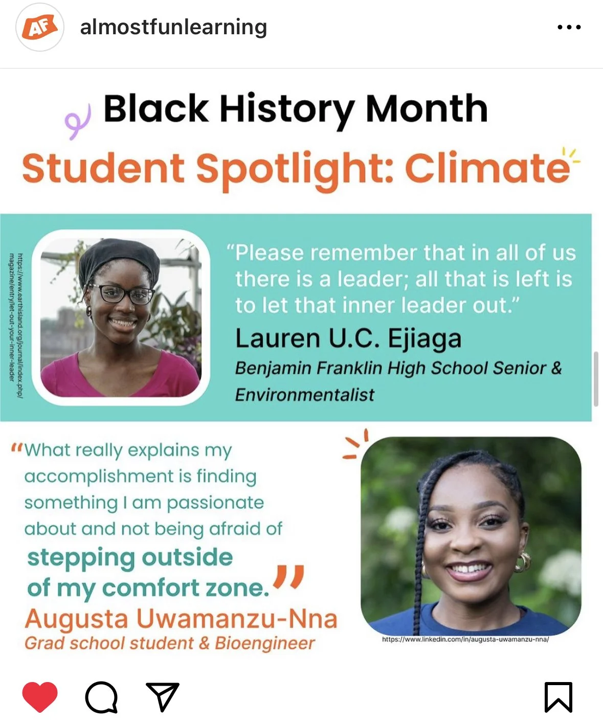 It’s Student Week during #blackhistorymonth2023 at Almost Fun! Join us as we celebrate the #STEM contributions of Black teens and young adults.

🌱Lauren discovered a passion for environmentalism and advocacy after being the first Black student to wi