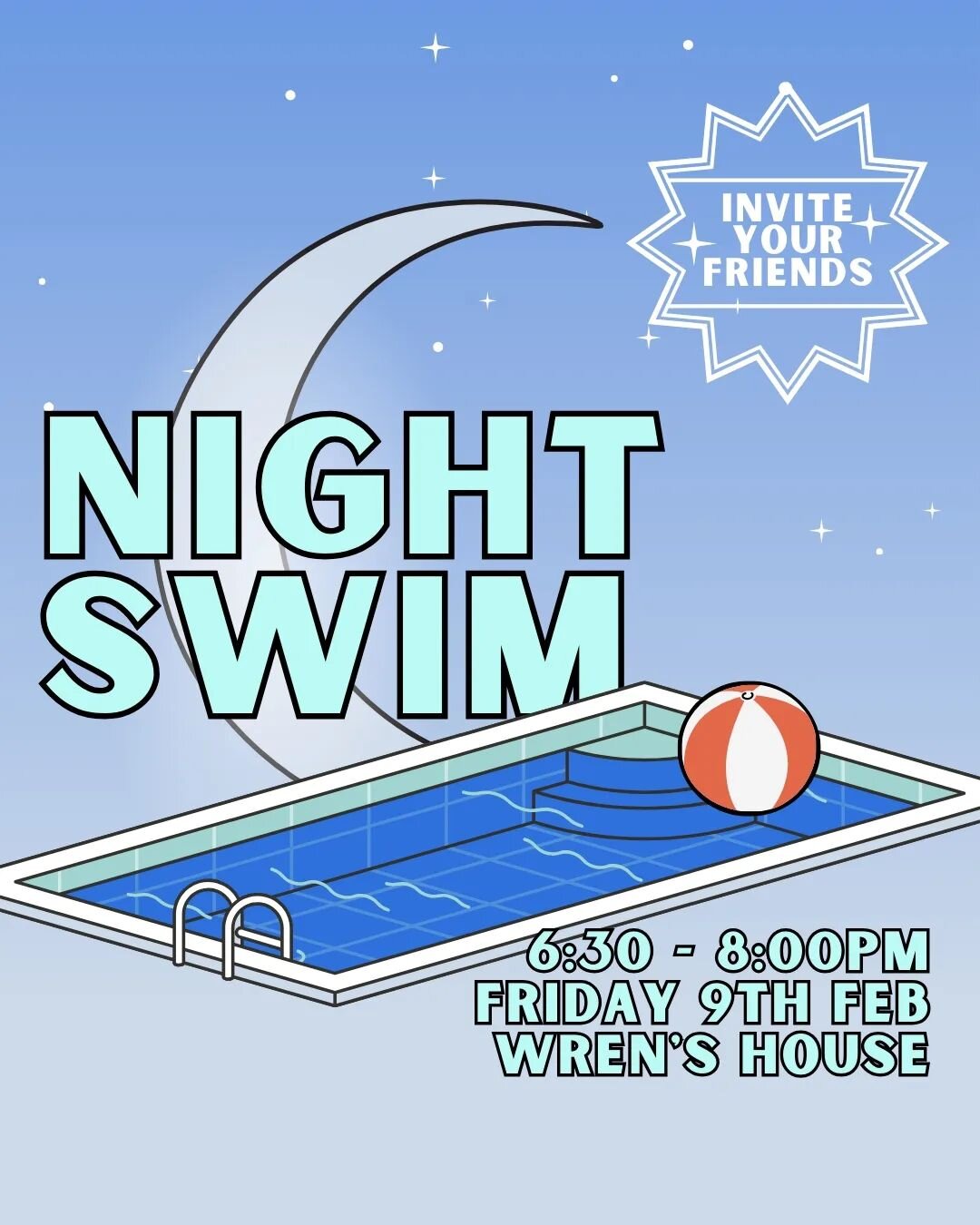 This Friday night, we are hanging out by the pool. Talk to your leaders for the address!! AND BRING AS MANY OF YOU FRIENDS AS YOU LIKE!!