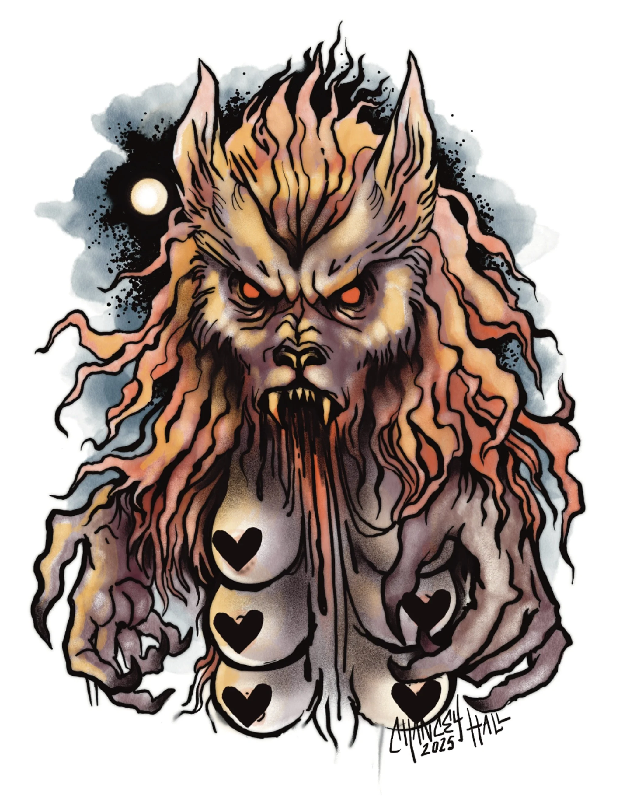 I gave them some cute pasties as I&rsquo;m not up on my insta teats laws (is anyone really ever though?) For uncensored version, get one when I make this theyrewolf into a sticker&hellip; or get it tattooed! @princegeorgetattoo @tatcoven 

#werewolfb