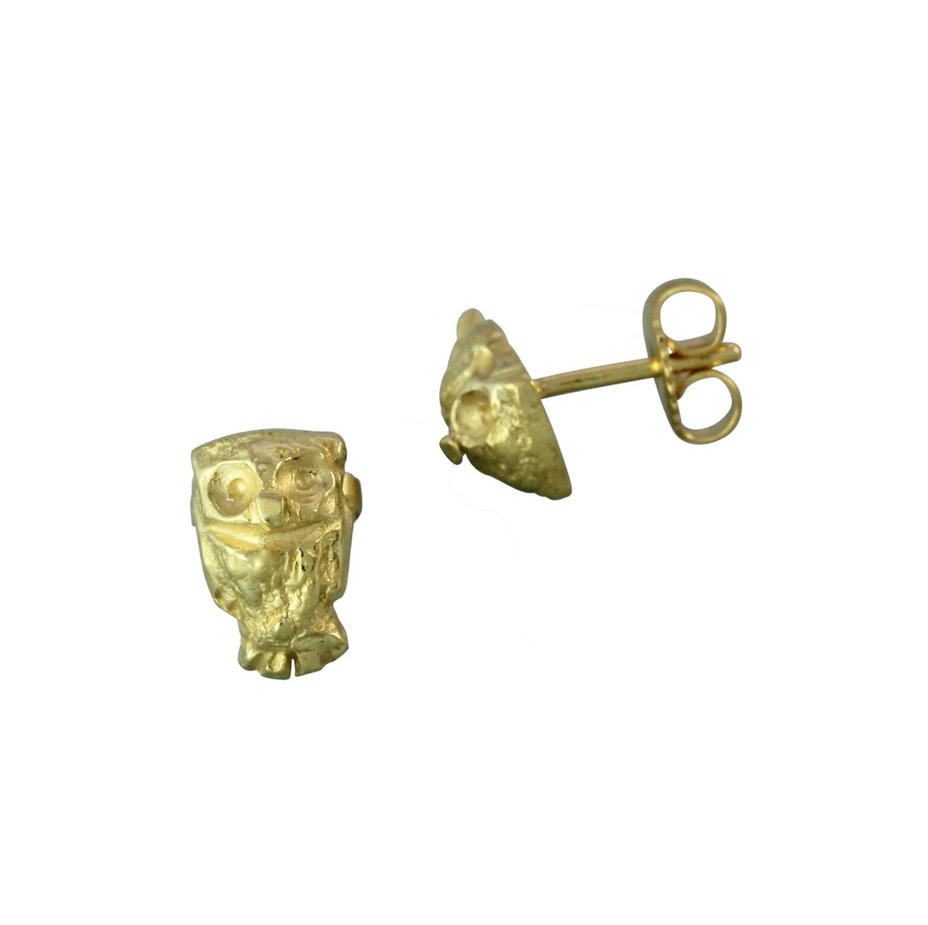Gold Plated Little Owl Stud Earrings
