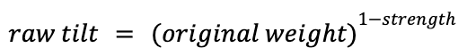 Formula for raw tilt for size