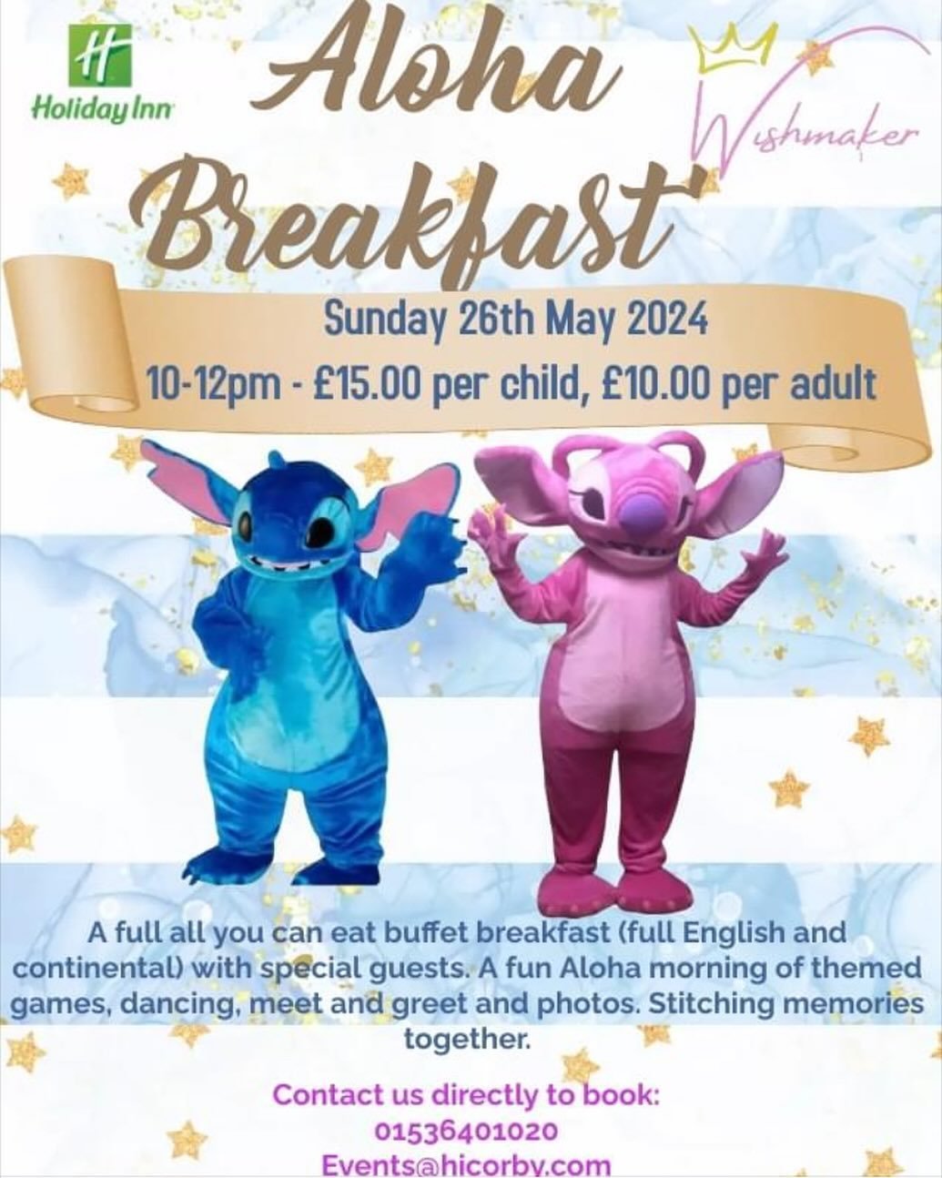 Last chance to book! Contact @holidayinncorby for our Aloha breakfast with your favourite blue and pink friends!! 

#corby #northamptonshire #northamptonshiremums #ketteringmums #corbymums #wellingborough #marketharborough