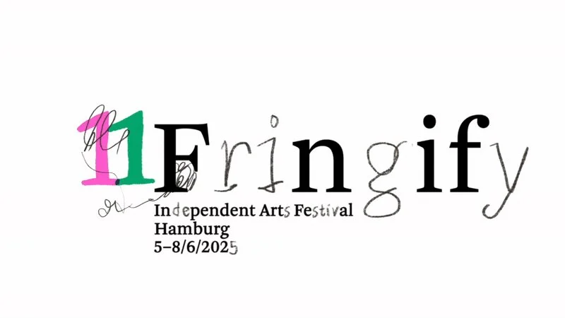 Graphic for the 14th Fringify Independent Arts Festival in Hamburg, held from June 5 to June 8, 2025, featuring a stylized and artistic number 14 and festival name.