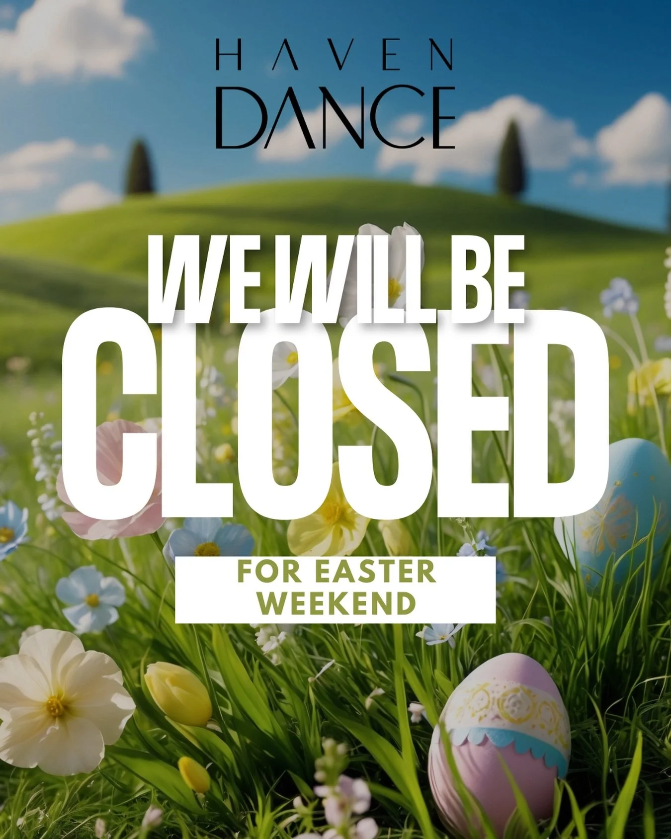 We are closed Friday through Sunday. Happy Easter! 🐣✝️