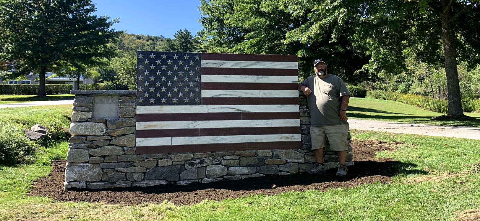 Beautiful, New Stone Flag in Front of Otis Town Hall