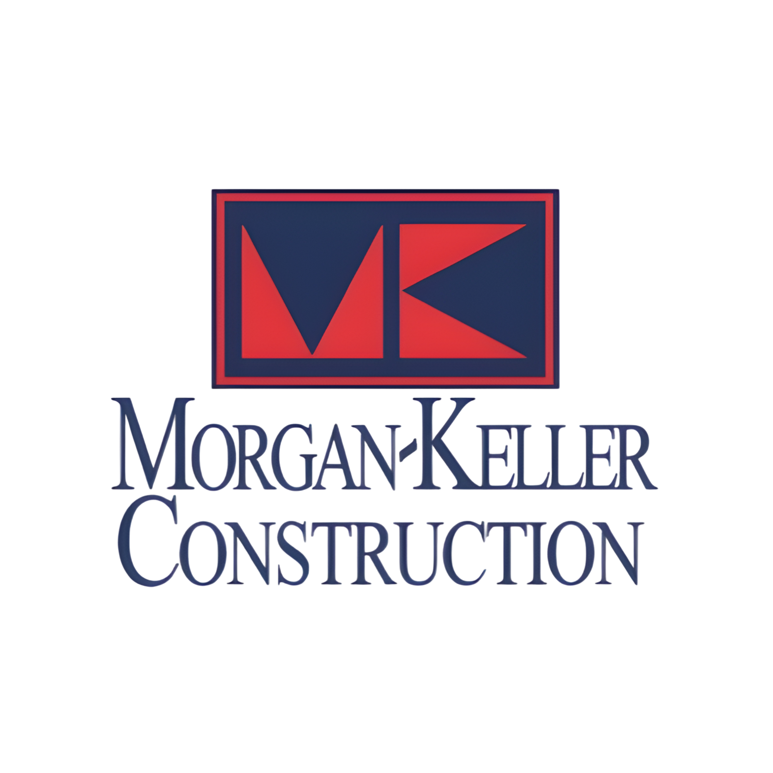 Morgan Keller Construction company logo, featuring the initials MK in stylized red and blue, with the company name written below.