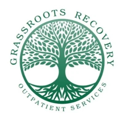 Logo for Grassroots Recovery with a green tree and the text 'Grassroots Recovery Outpatient Services' surrounding it.