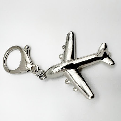 Porte-clés Avion Jumbo En Métal Argenté - Charm Avion, Neuf, Marque Onwomania