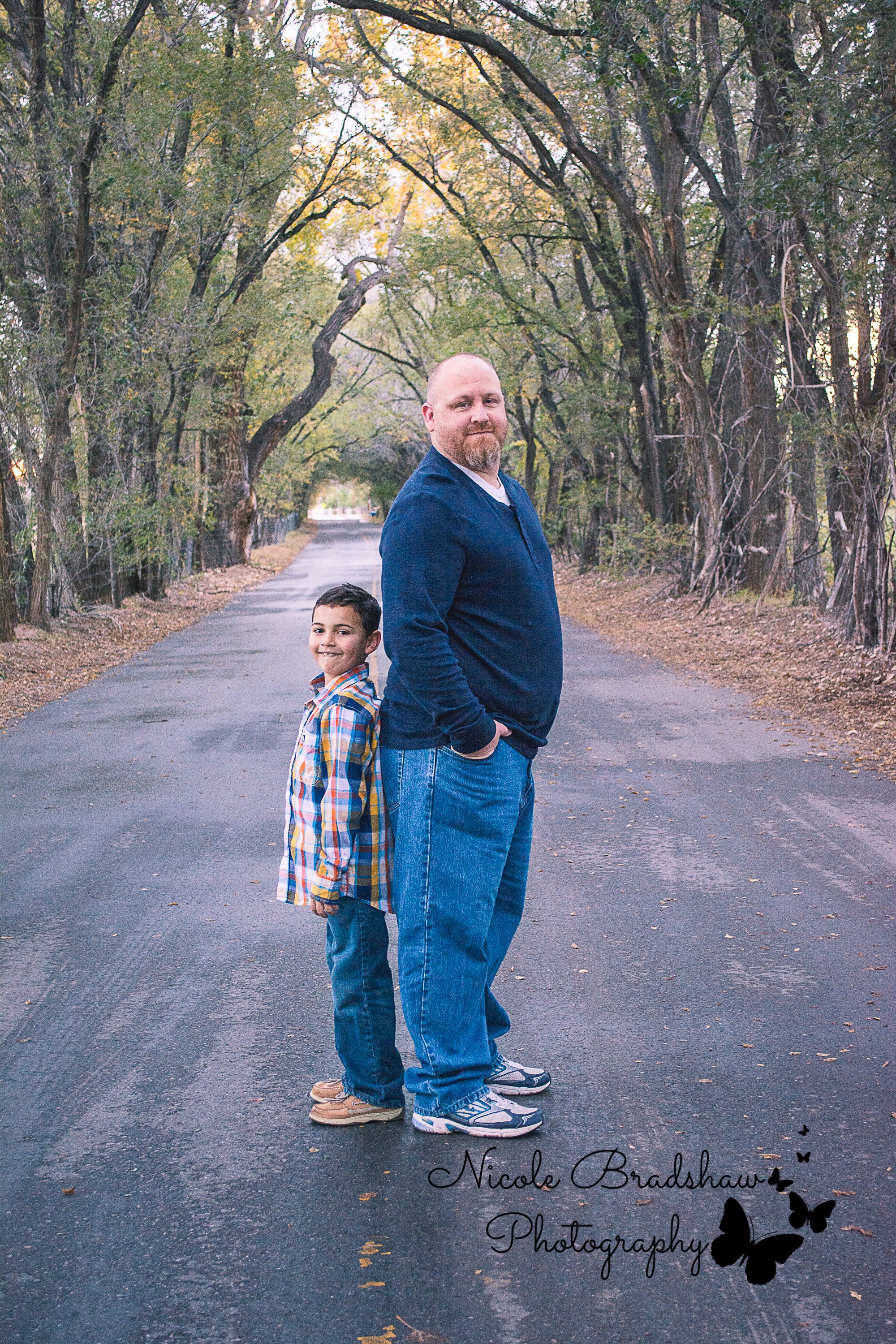 Father and Son pose for a portrait in Los Lunas, New Mexico