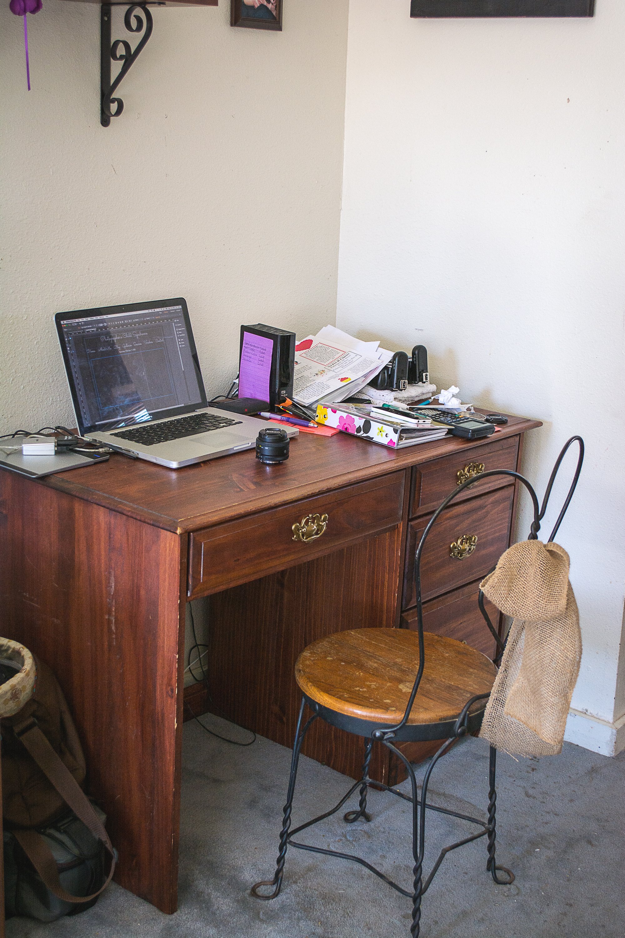 Behind the Scenes photo of photographer's desk