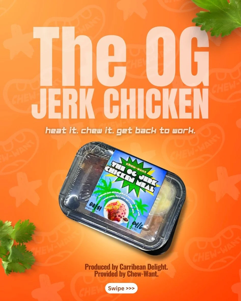 One of our most popular meals; we have the OG Jerk Chicken.
bone-in jerk chicken
tangy slaw
rice &amp; peas
sweet tomato sauce 
 
Check our website in bio to see our pick up locations. 🍽️ Meal prepped by @CarribeanDelight
Provided by Chew-Want.
#Che