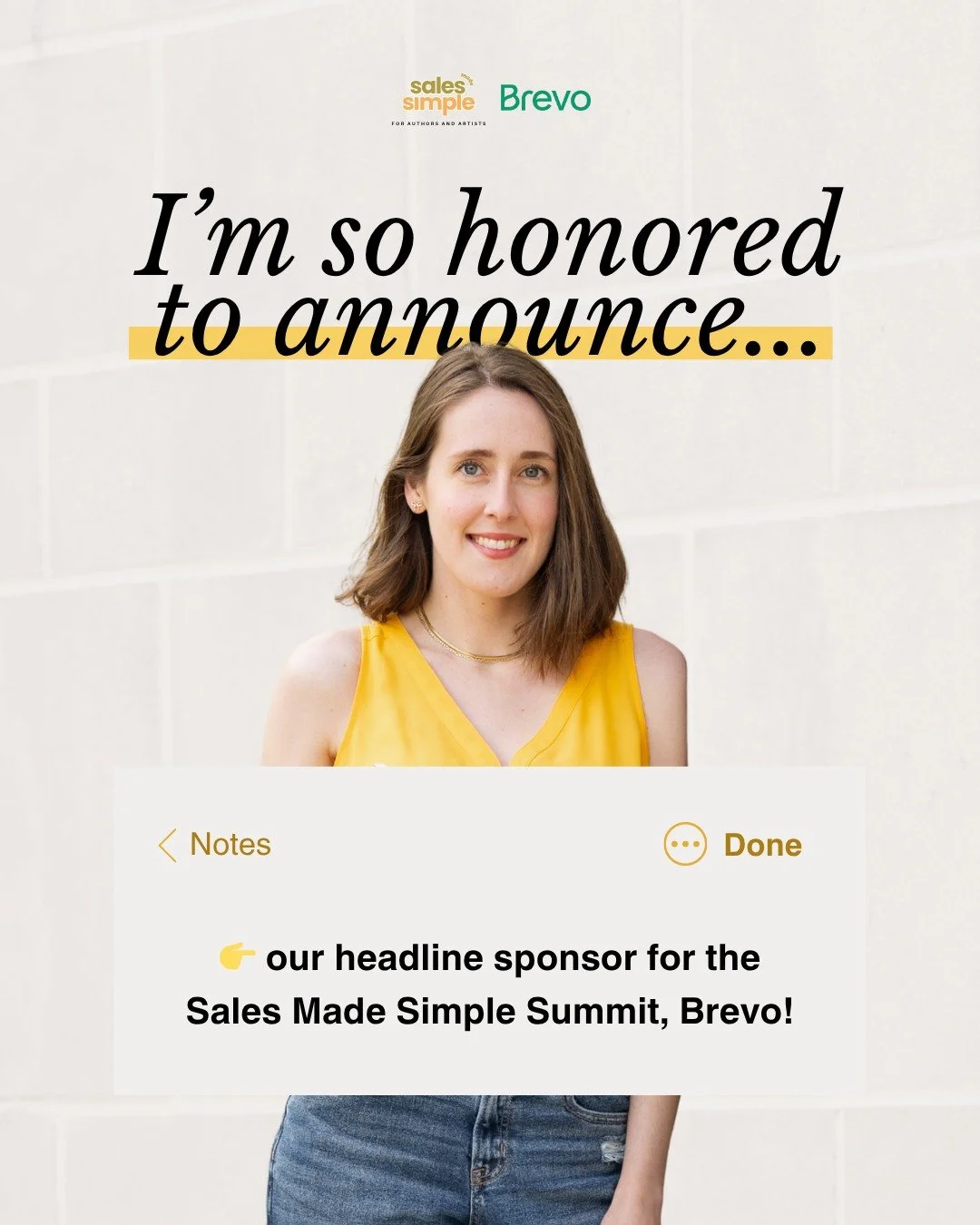 I&rsquo;m beyond excited to finally share this&hellip;

@brevo, an all-in-one email marketing tool, is the headline sponsor for The Sales Made Simple Summit!

This summit has been something I&rsquo;ve put together with a lot of love and care, and hav