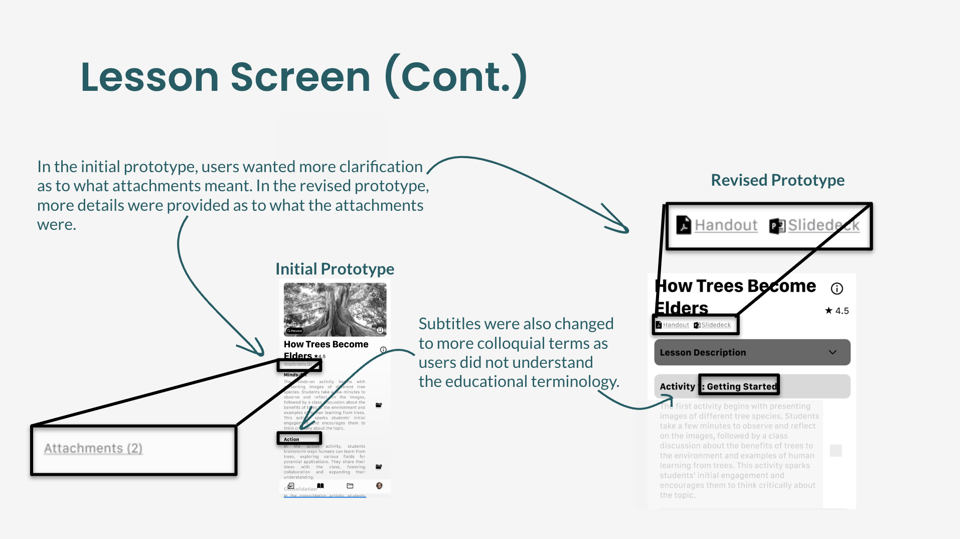 V1 to V2 - Lesson Screen Changes