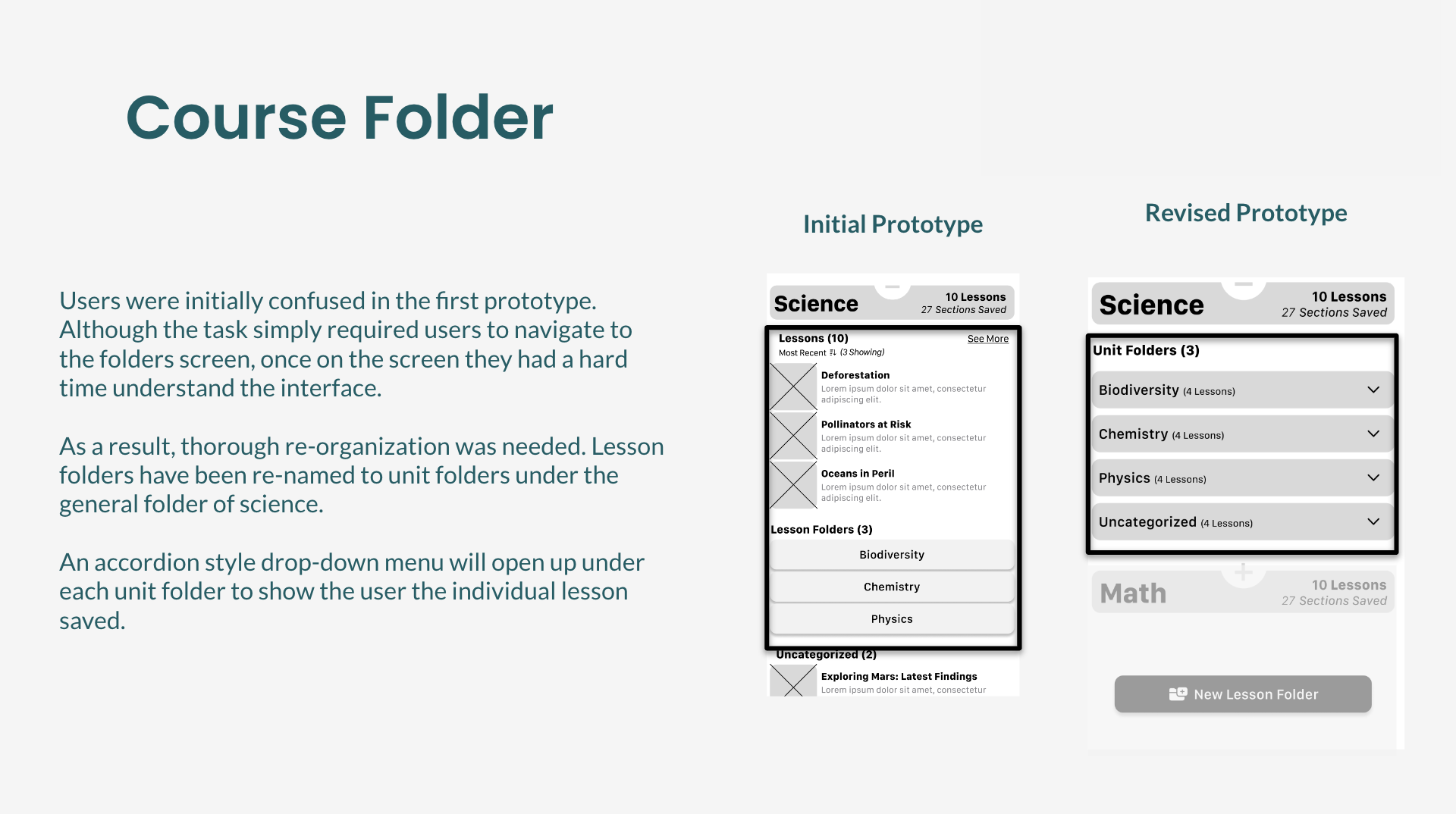 V1 to V2 - Course Folder Screen Changes